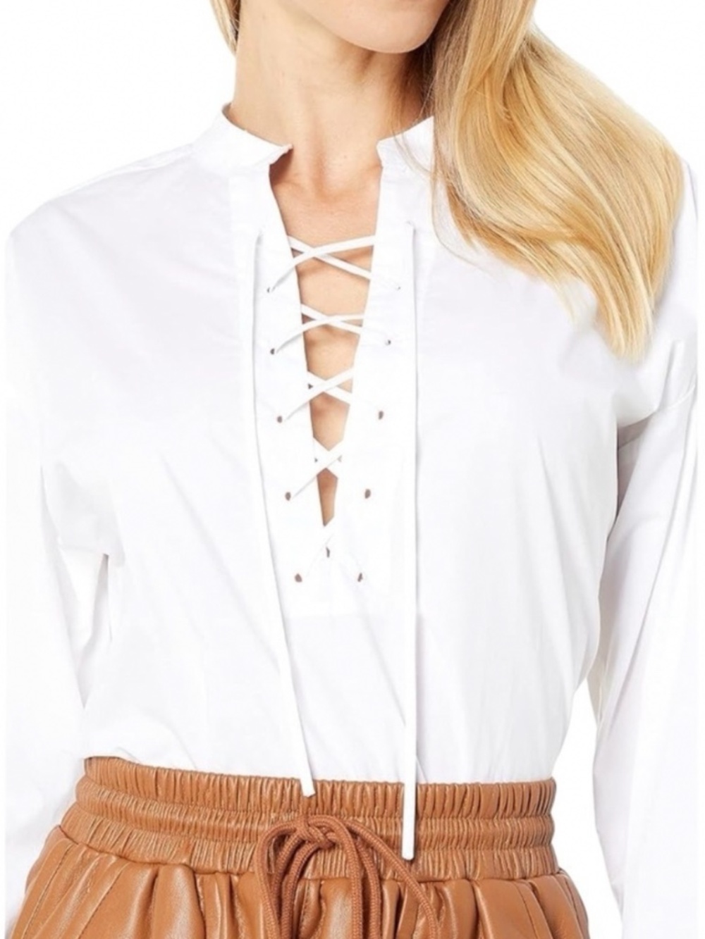 Joie Dollison lace up white top